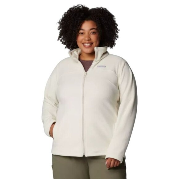 Columbia Womens Full Zip Fleece Jacket Size Large White Soft Casual - Picture 1 of 13